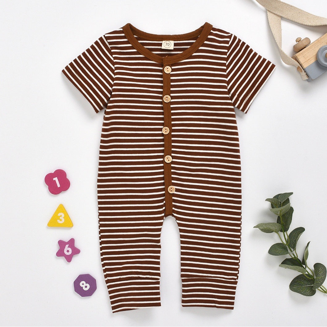 Colton Short Sleeve Jumpsuit- Brown