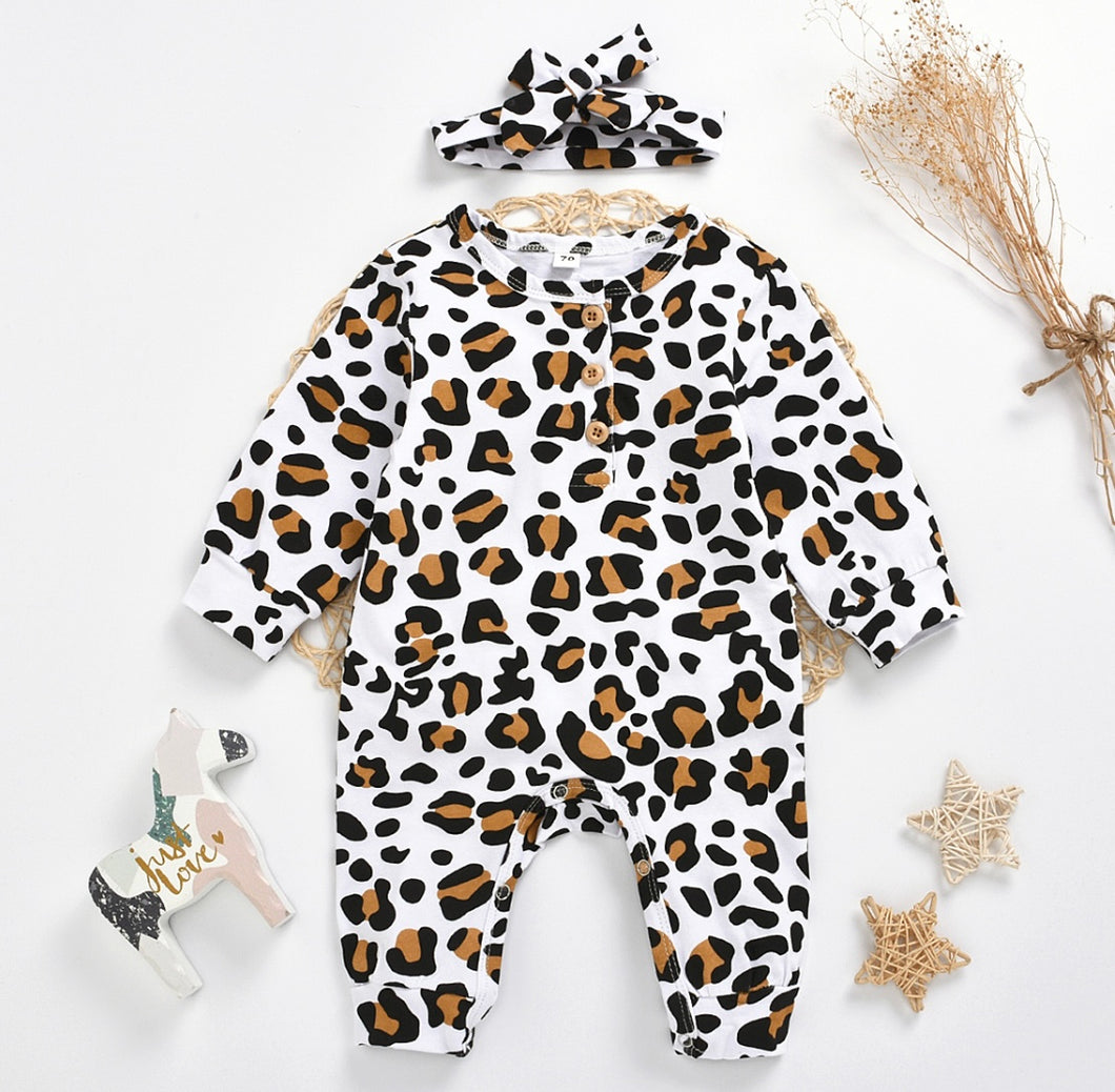 Long Sleeve Leopard Romper